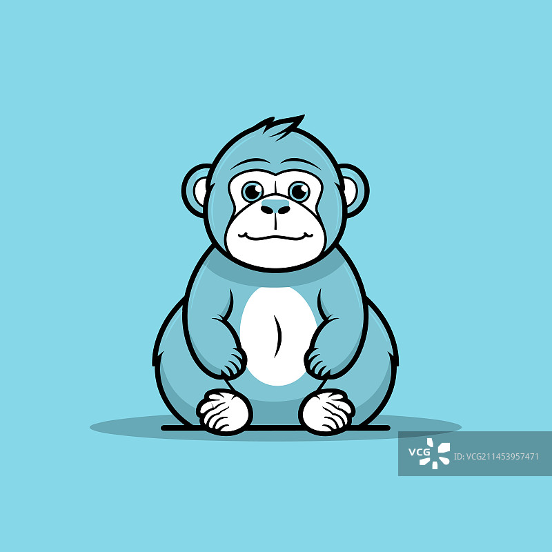 手绘可爱卡通大猩猩图片素材