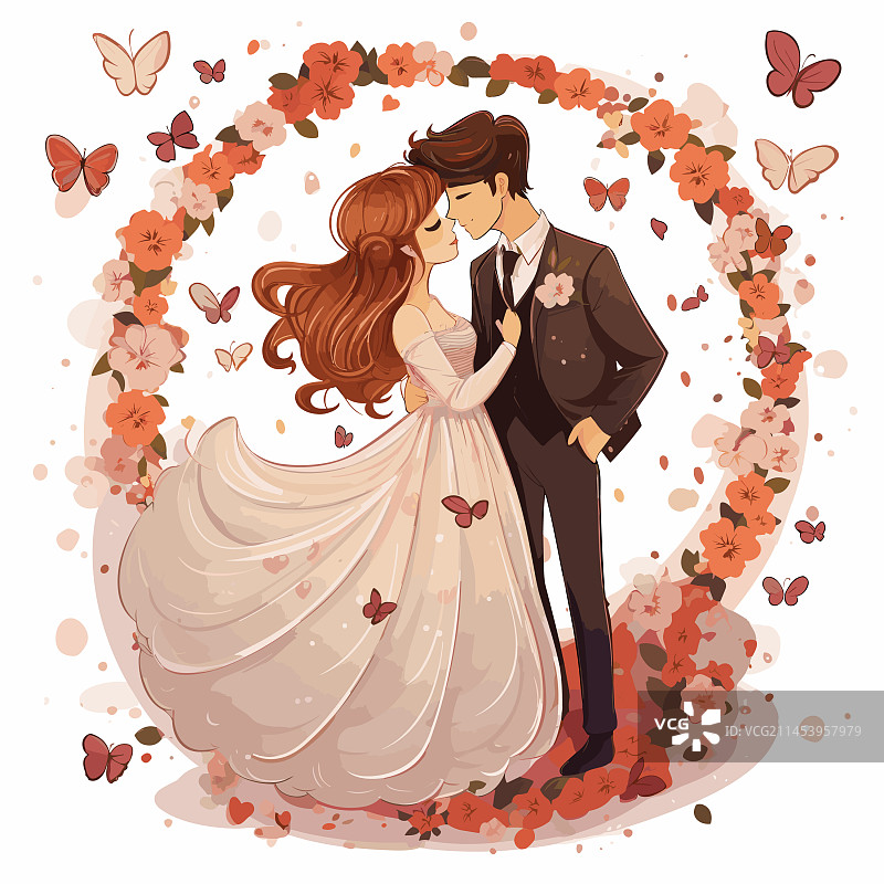 手绘漫画婚礼涂鸦风格图片素材