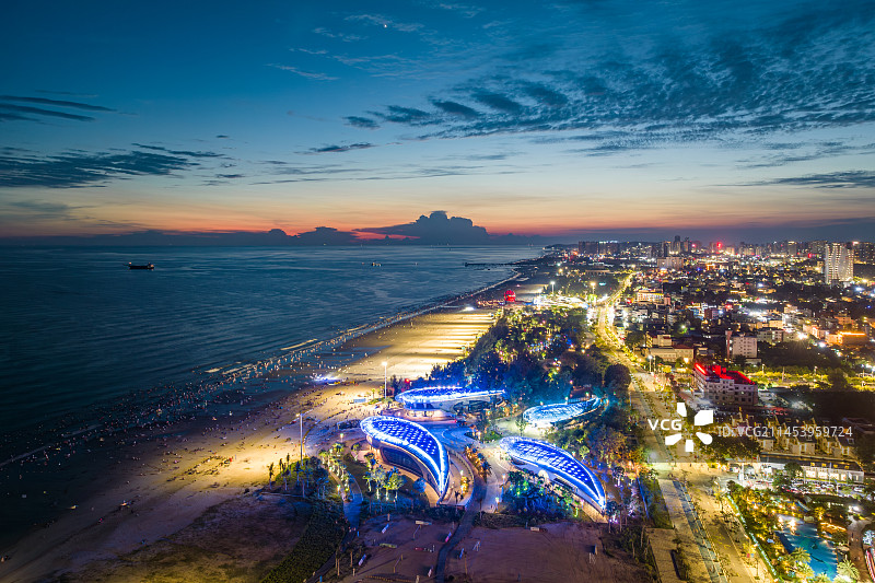 广西北海银滩航拍图片素材