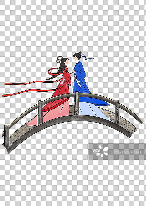 牛郎与织女七夕鹊桥相见素材国风免抠元素图片素材