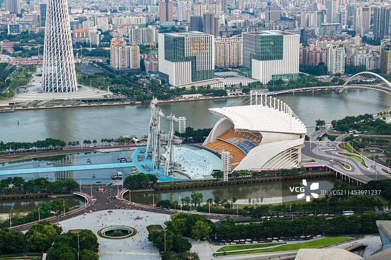 广州海心沙亚运公园远景航拍图片素材