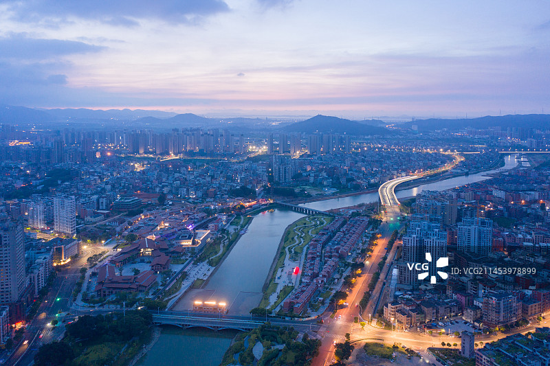 福清夜景航拍全景图片素材