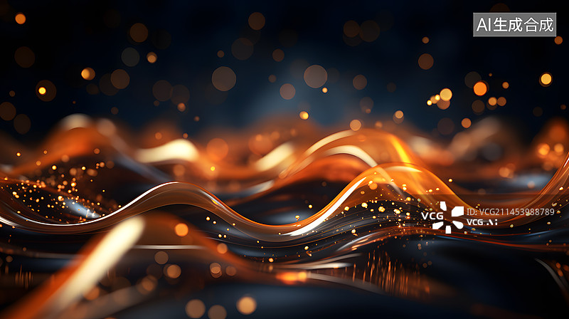 【AI数字艺术】黑金色流动感曲线背景图片素材