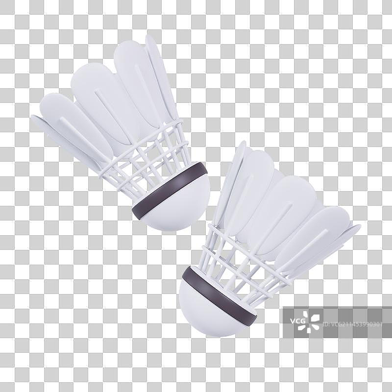 3D立体羽毛球体育用品运动元素图片素材