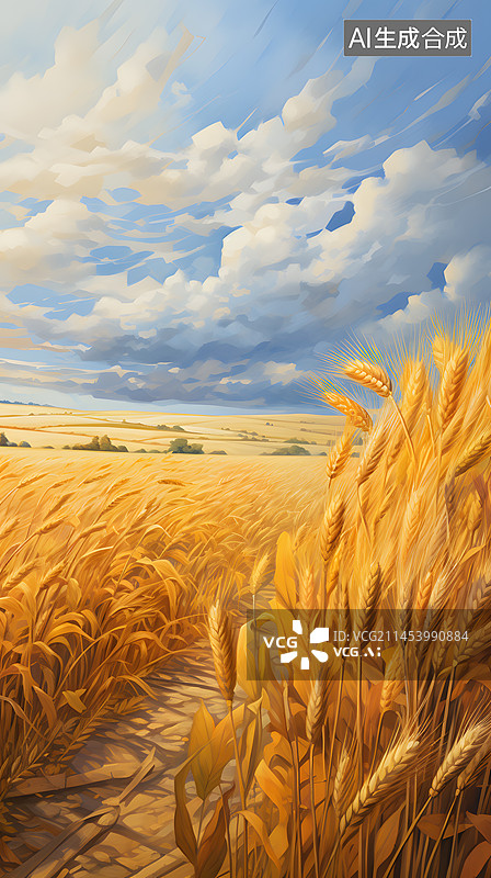 【AI数字艺术】麦田成熟的风景图片素材