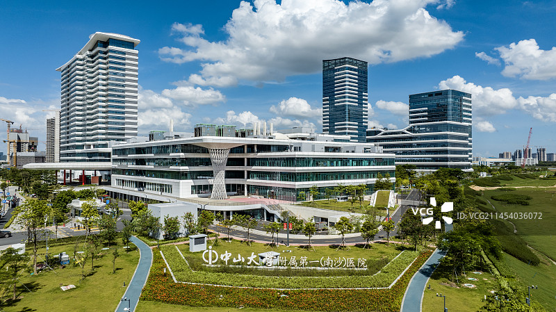 2023.6.5 航拍广州南沙区横沥岛上中山医科大学南沙附属医院图片素材