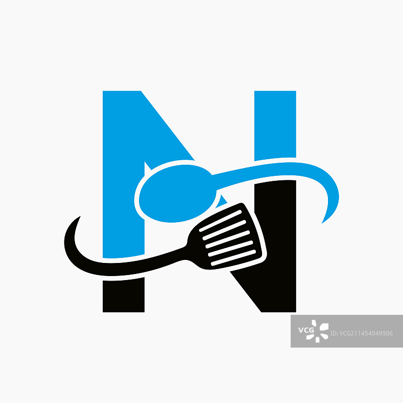 字母N餐厅铲子组合标志图片素材