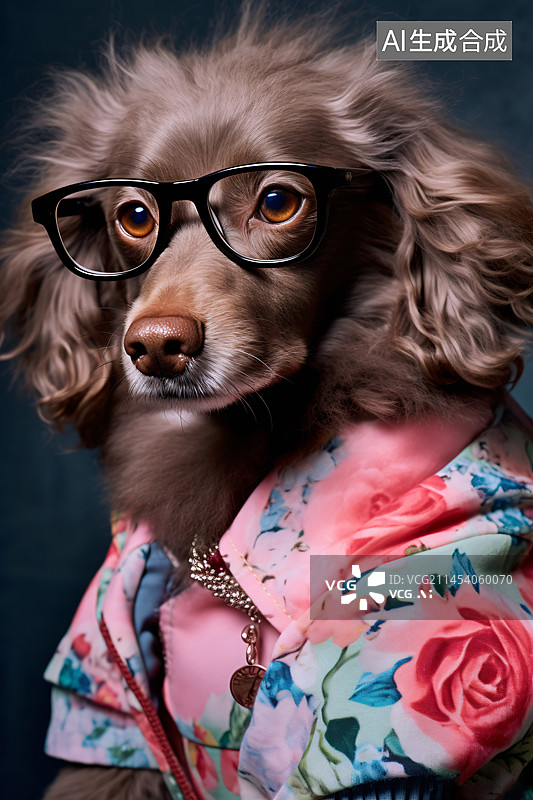 【AI数字艺术】小狗穿上了时尚潮流的衣服图片素材