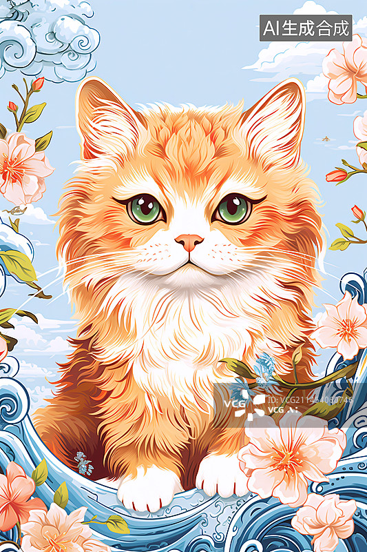 【AI数字艺术】可爱的橘猫插画图片素材