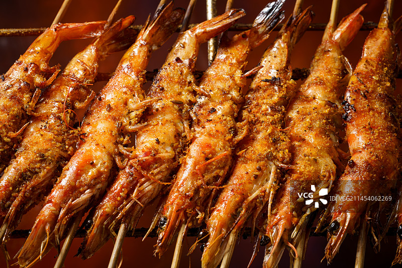 中式传统美食碳烤大虾图片素材