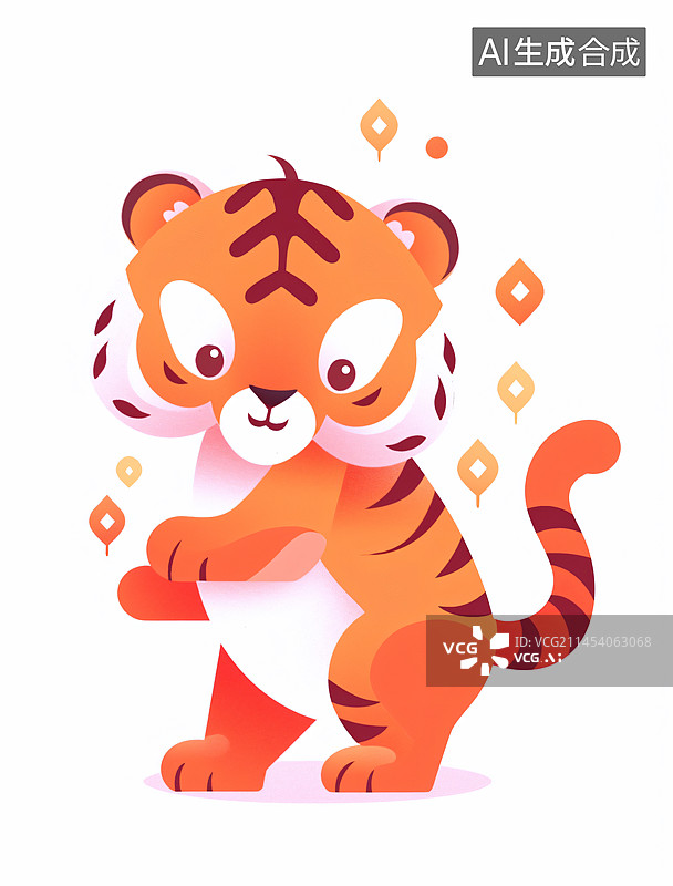 【AI数字艺术】可爱老虎抽象几何图形插画图片素材