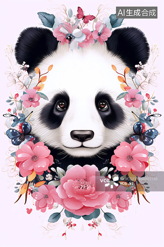 【AI数字艺术】熊猫抽象花纹插画图案图片素材