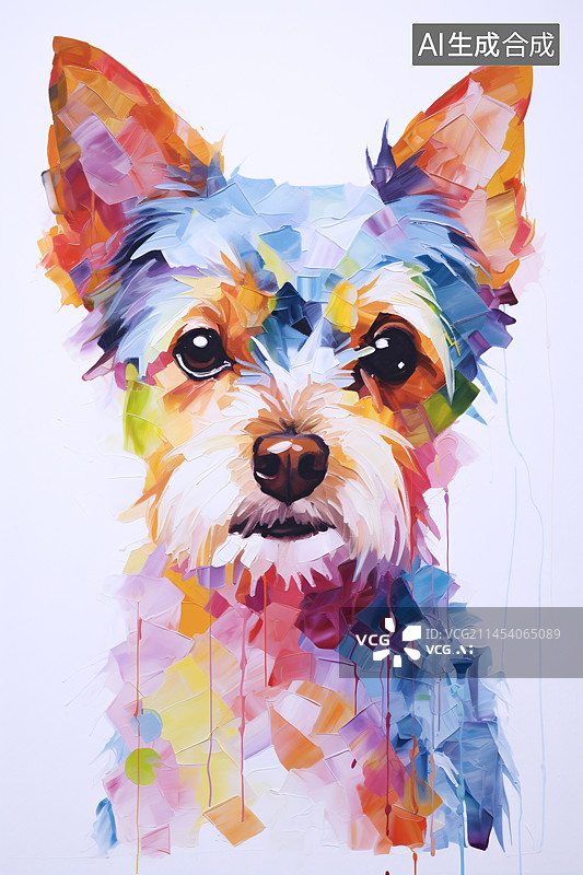 【AI数字艺术】约克夏犬水彩插画图片素材