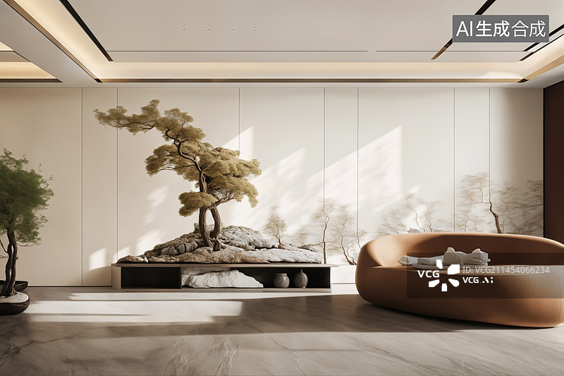 【AI数字艺术】中式写意空间设计图片素材