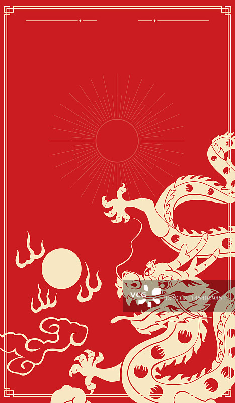 2024龙年红色大气红包封面矢量插画图片素材