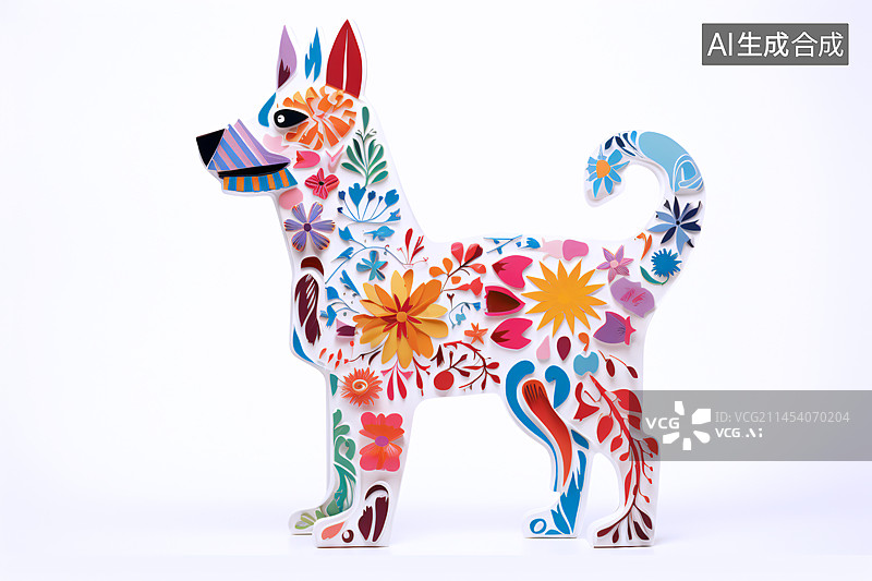 【AI数字艺术】小狗抽象花纹装饰图案插画图片素材
