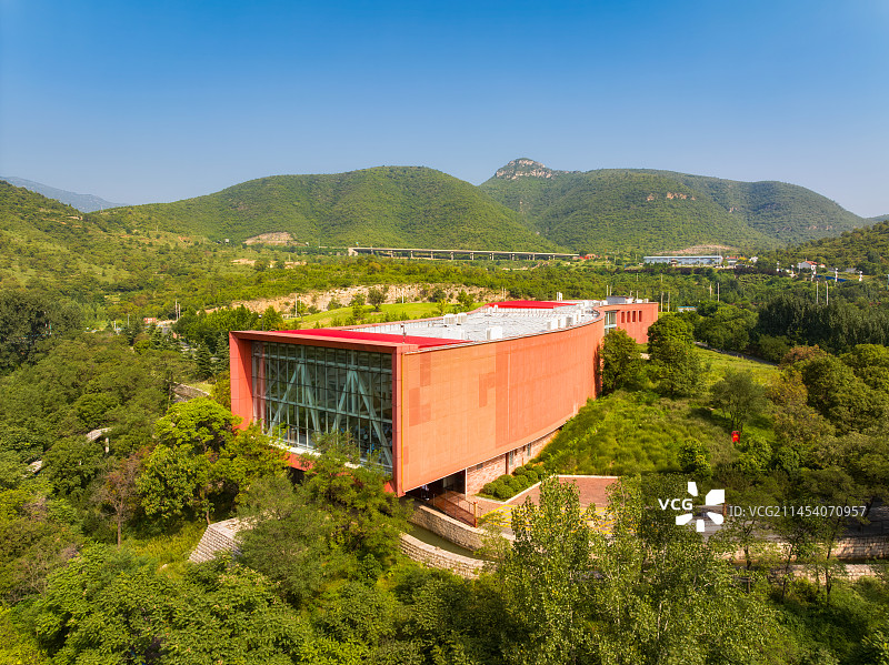 河南省安阳市林州市红旗渠纪念馆夏季航拍图片素材