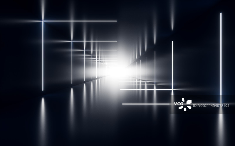 抽象霓虹隧道背景3D渲染图片素材