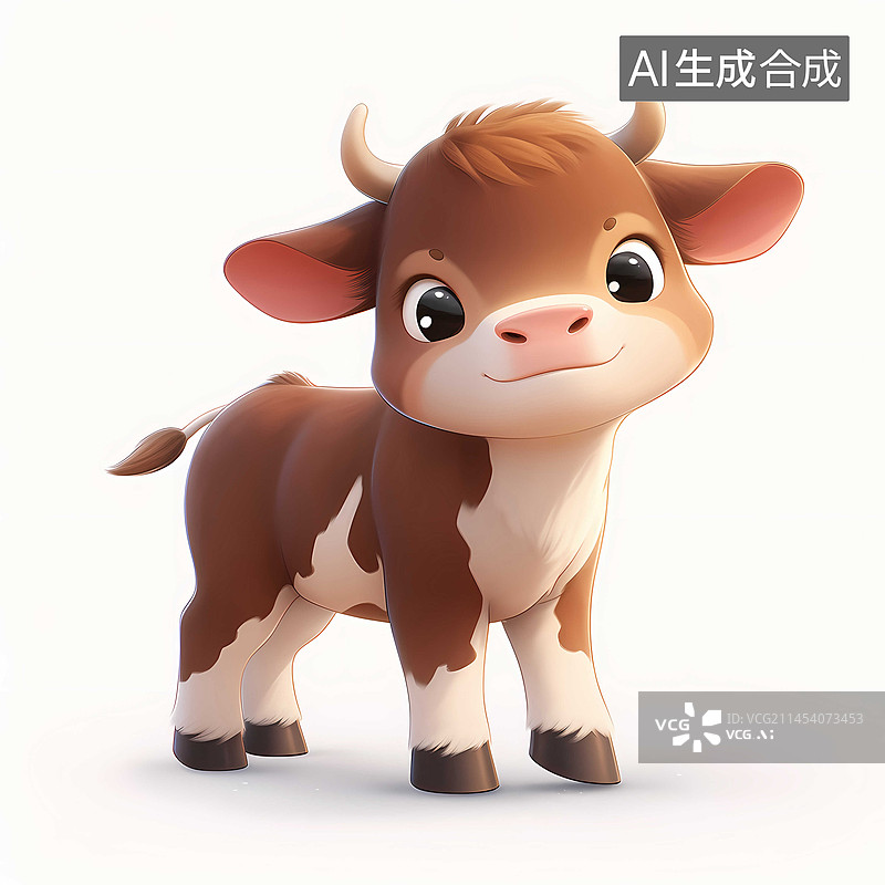 【AI数字艺术】可爱卡通小牛形象图片素材