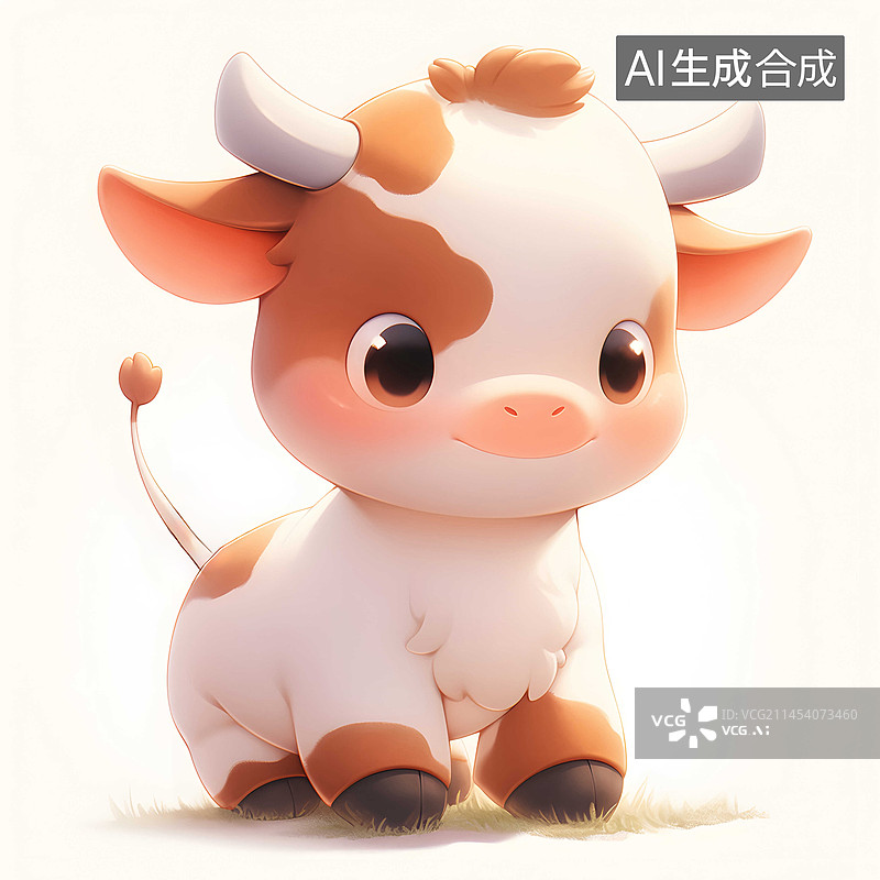 【AI数字艺术】可爱卡通小牛形象图片素材