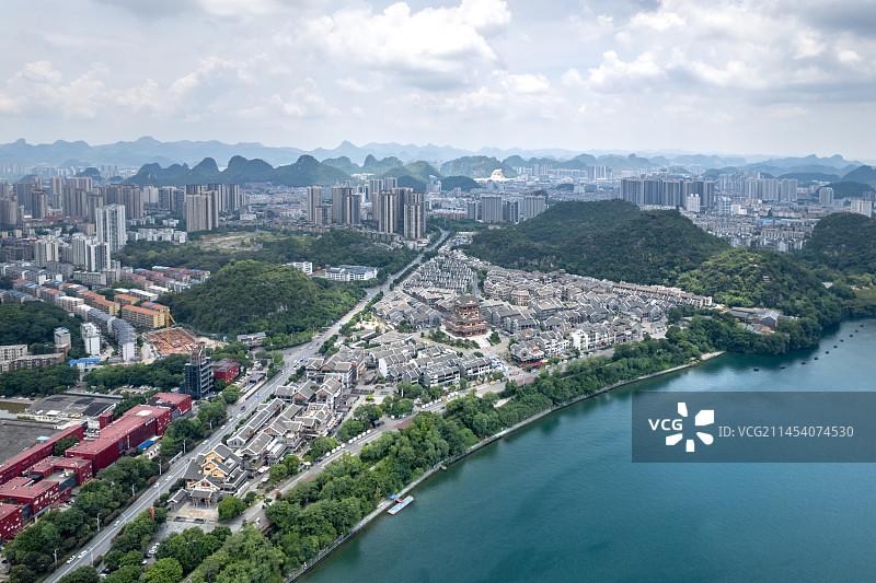航拍广西柳州城市风光全景图片素材