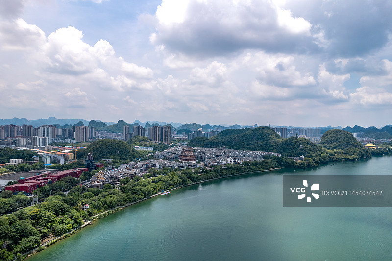 航拍广西柳州城市风光全景图片素材