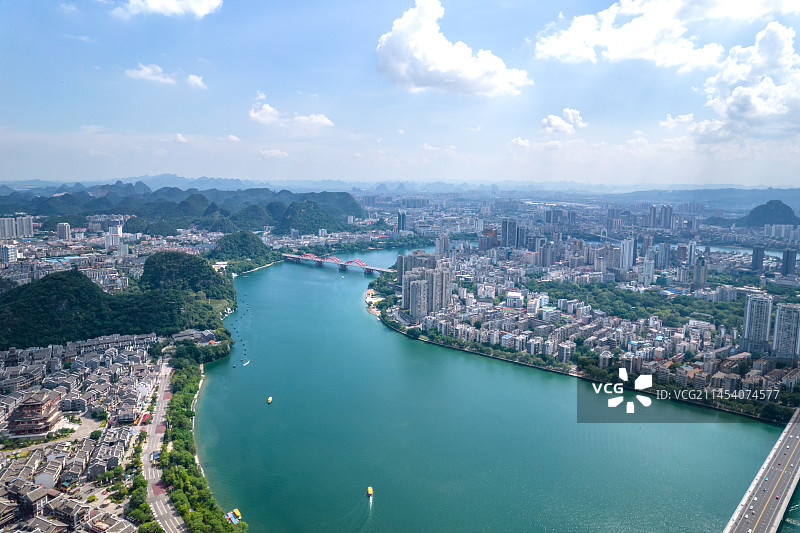 航拍广西柳州城市风光全景图片素材