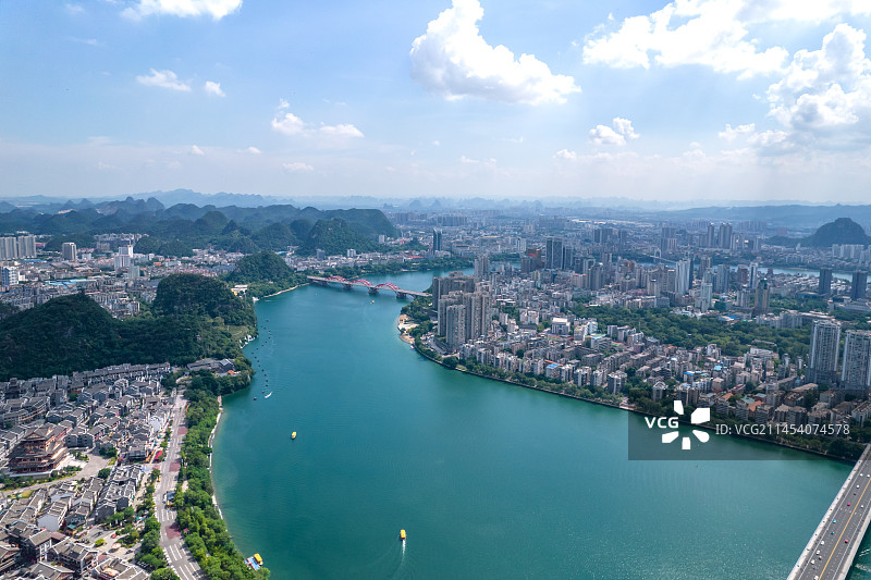 航拍广西柳州城市风光全景图片素材