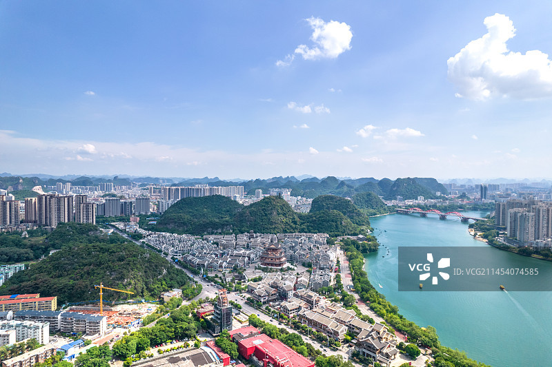 航拍广西柳州城市风光全景图片素材
