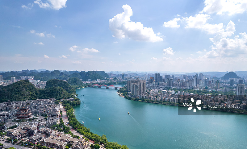 航拍广西柳州城市风光全景图片素材