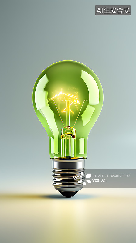 【AI数字艺术】绿色环保节能灯泡插画图片素材