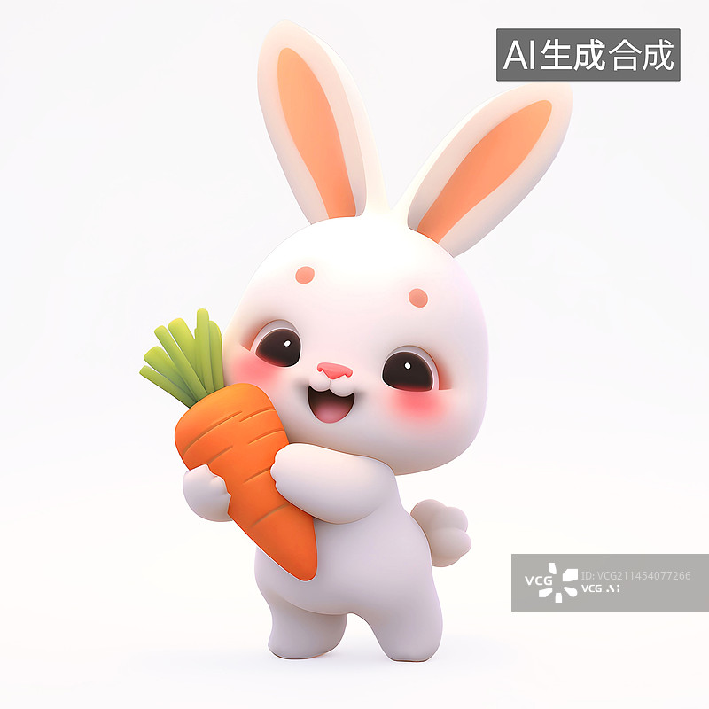 【AI数字艺术】可爱卡通小白兔形象图片素材