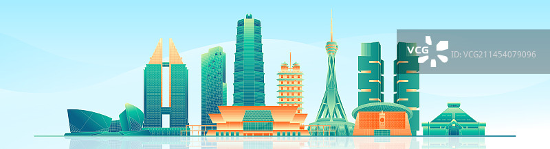 国风郑州城市地标建筑彩色矢量插画海报图片素材
