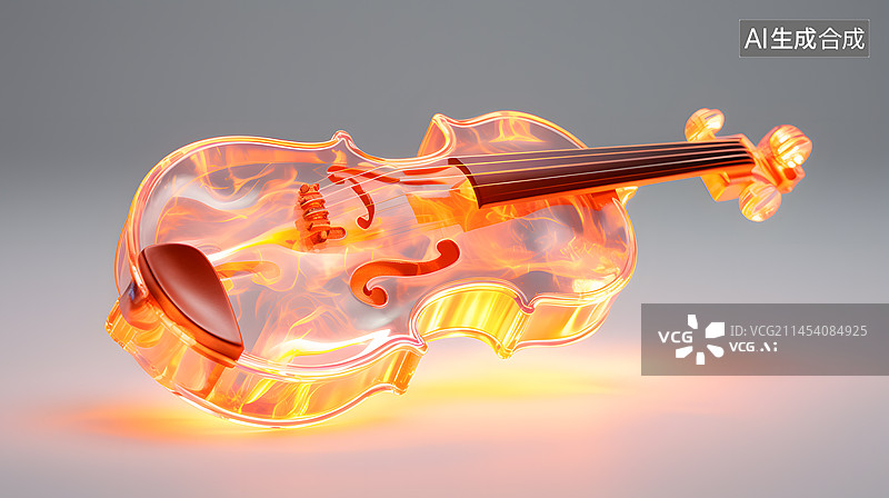 【AI数字艺术】水晶玻璃小提琴图片素材