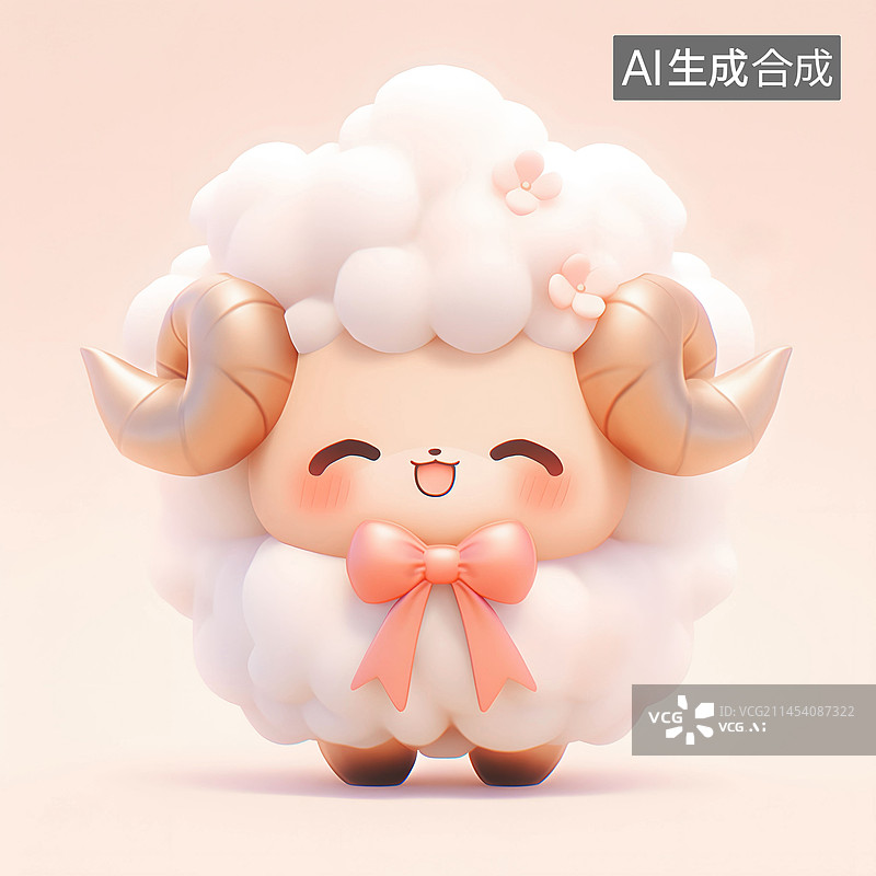 【AI数字艺术】可爱卡通小羊形象图片素材