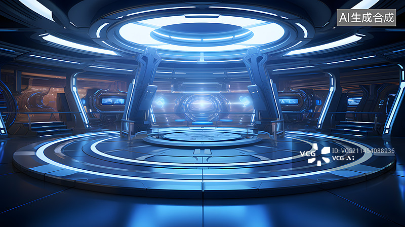 【AI数字艺术】科技未来展示台图片素材