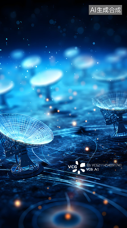【AI数字艺术】雷达通讯科技插画图片素材
