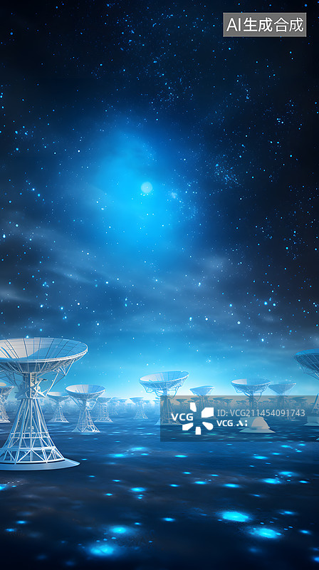 【AI数字艺术】雷达通讯科技插画图片素材