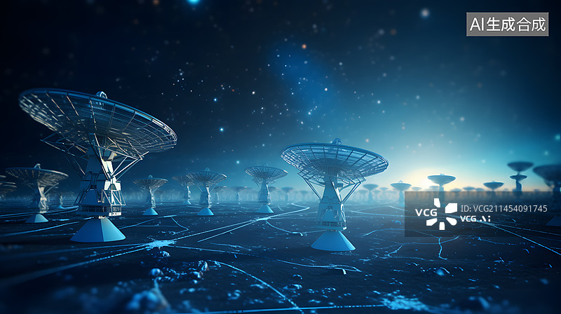 【AI数字艺术】雷达通讯科技插画图片素材