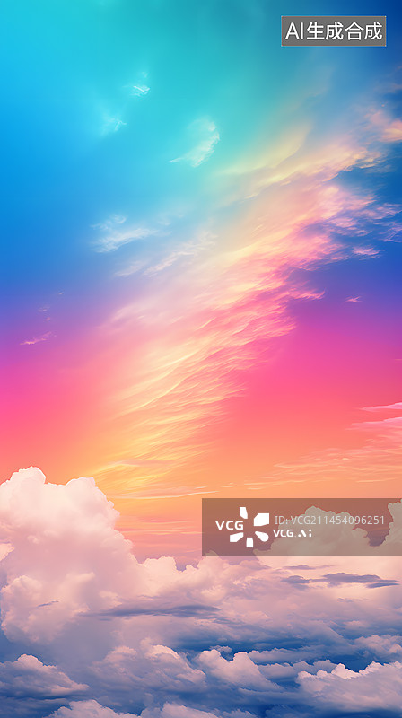 【AI数字艺术】美丽天空中的彩虹图片素材