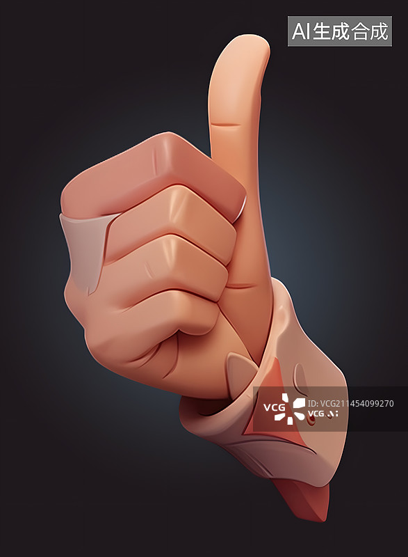 【AI数字艺术】黑色背景下的点赞姿势特写镜头图片素材