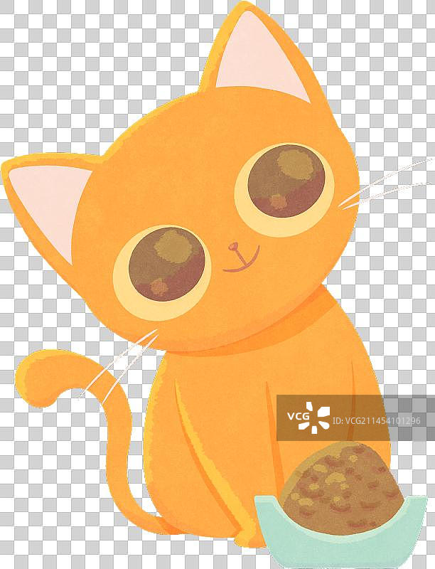 可爱歪头橘猫吃猫粮图片素材
