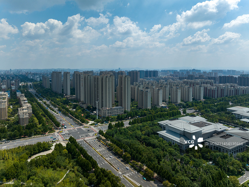 中国山东淄博市张店区城市公路航拍图片素材