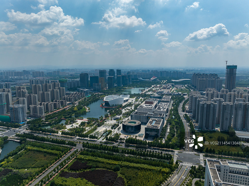 中国山东淄博市文化中心航拍图片素材