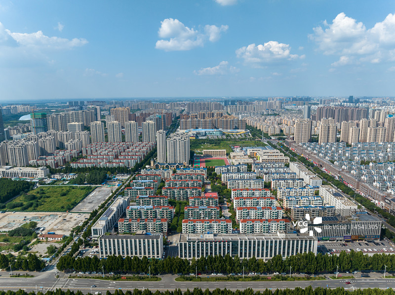 中国山东淄博市张店区钱裕园住宅区航拍图片素材