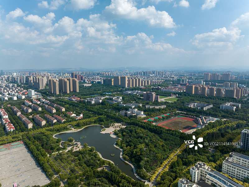 中国山东理工大学校园航拍图片素材