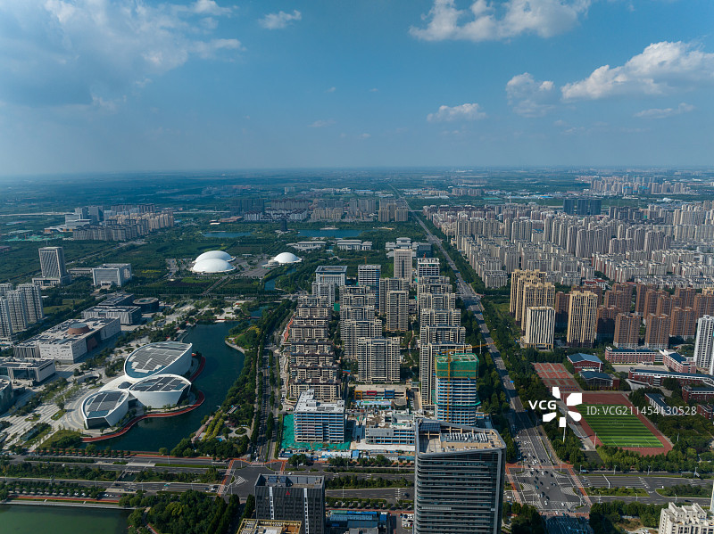 中国山东淄博市文化中心航拍图片素材