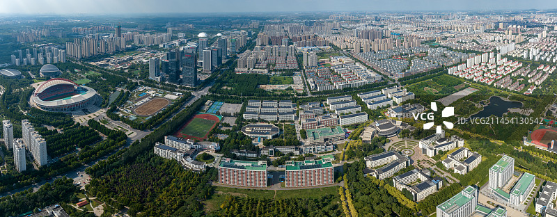 山东理工大学城市天际线航拍图片素材