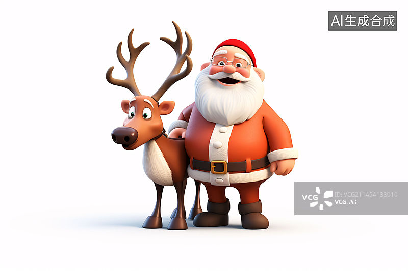 【AI数字艺术】圣诞节圣诞老人送礼物3D插图图片素材