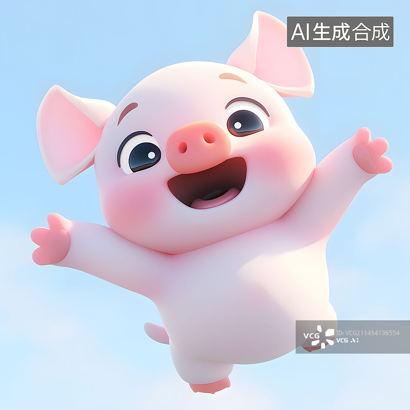 【AI数字艺术】卡通可爱小猪形象图片素材